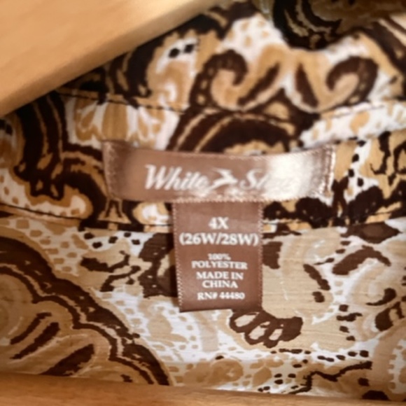 Vintage oversized shirt blouse in tones one brown and beige with prints - Picture 3 of 4